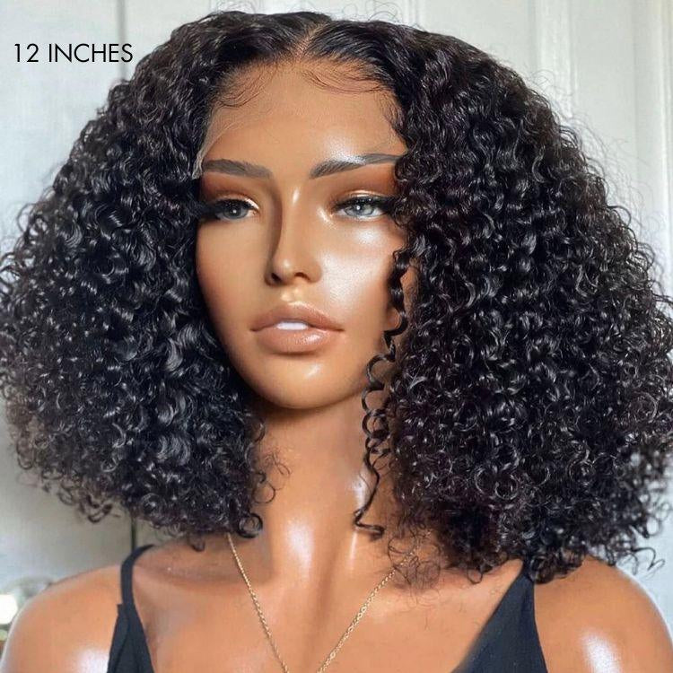 Kinky Curly Human Hair 5x5 Closure Lace Wig 13x4 Frontal Lace Wig Naturlal Black #1B