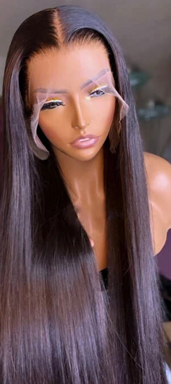 Straight Human Hair 5x5 Closure Lace Wig 13x4 Frontal Lace Wig Naturlal Black #1B