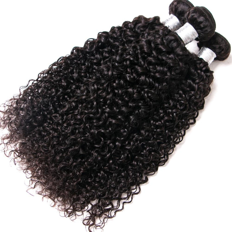 Bundle Deals With Closure Natural Curly Virgin Human Hair Natural Black
