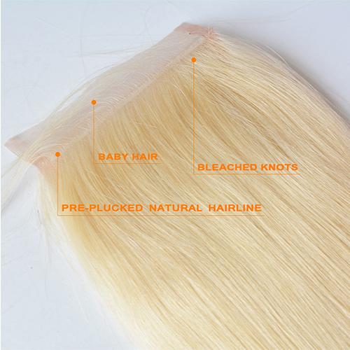 #613 4x4 5x5 Straight Closure Human Hair Blonde Closure